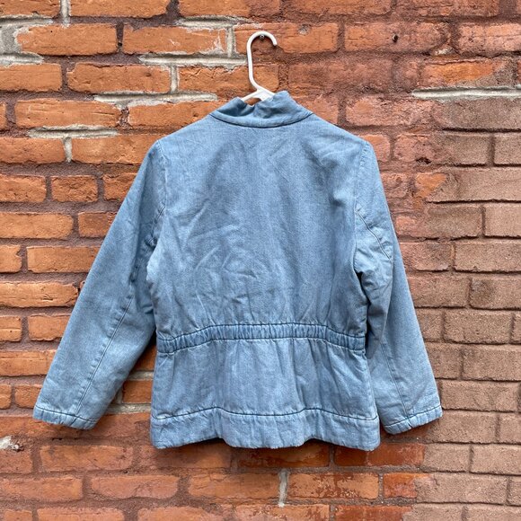 J. Jill Indigo Moonstone Light Wash Padded Denim Blazer Jacket Petite Medium - Picture 3 of 7